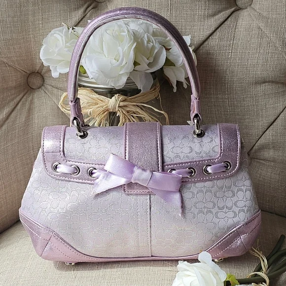 Sold- Vintage Coach Signature Lurex & Swarovski Crystal Top-Handle Bag / Purse - Picture 2 of 15